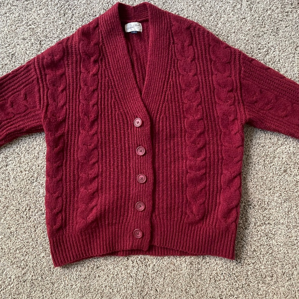 Universal Thread Maroon Cable Knit Cardigan